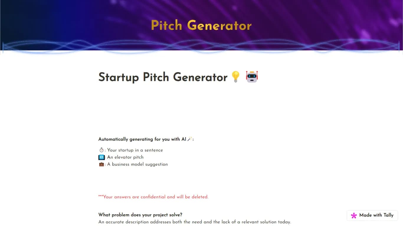 Startup Pitch Generator Image